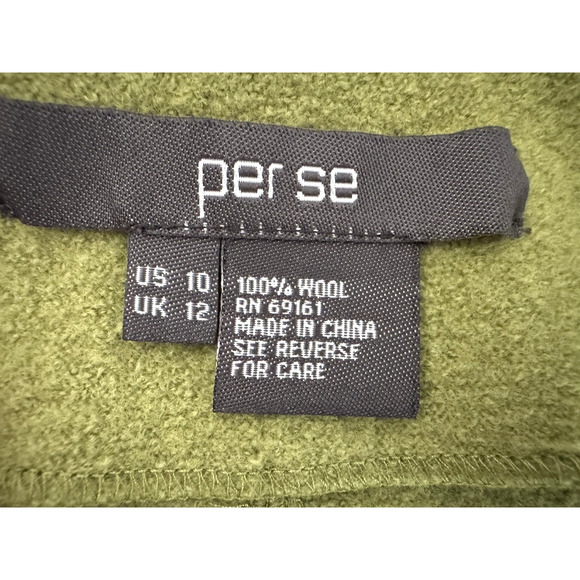 Per Se Jacket 10 Yellow-Green Boiled Wool Full-Zip Brooch Pin Adornment Pockets - Picture 3 of 7